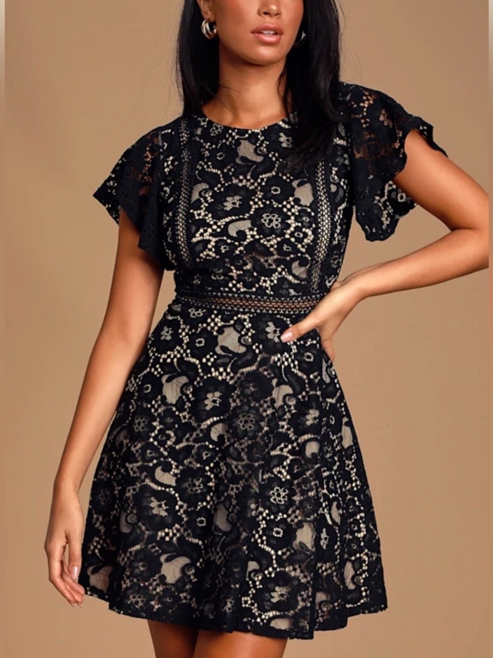 Lulus Dance The Night Away Elladine Black Lace Mini Dress